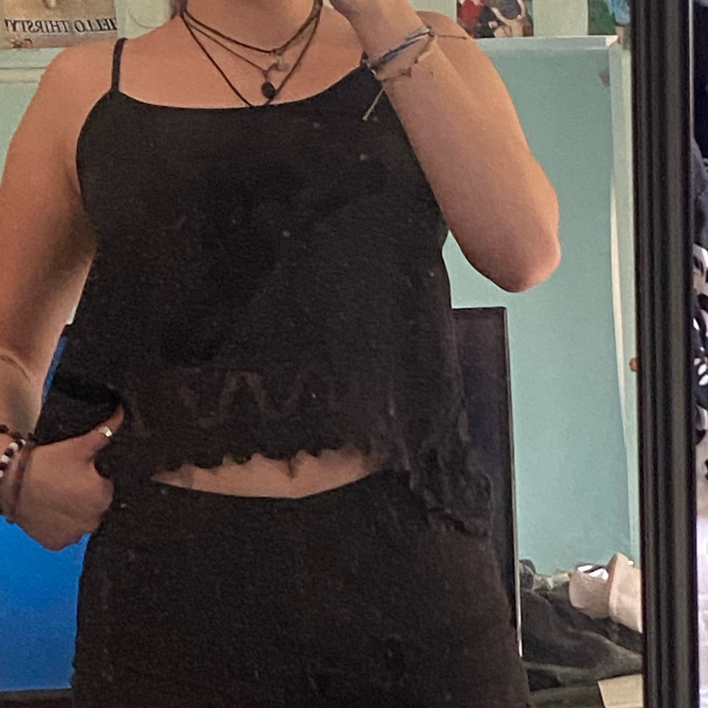 Black Tank Top with Lace on the Bottom